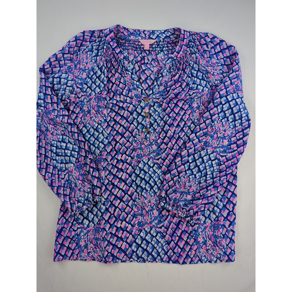 Lilly Pulitzer Blue and Pink Patterned Blouse